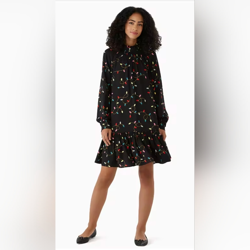 ♠️kate spade String Lights Holiday Shift Dress Black NWT